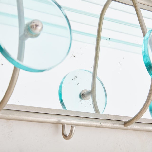 Metal Chrome + Glass Wall Mounted Coat Rack with Shelf, Italy 1970s For Sale - Image 7 of 18