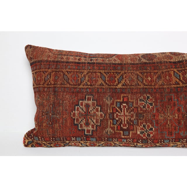 Early 20th Century Antique Oriental Handmade Tribal Rug Pillow Cover -16'' X 34'' For Sale - Image 5 of 10