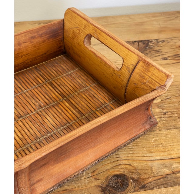 Mid 20th Century Vintage Chunky Bamboo and Split Reed Tray For Sale - Image 5 of 9