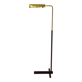 Casella Brass and Black Mid-Century Floor Lamp For Sale