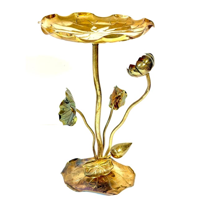 Pair of Carole Stupell Brass Lotus Lily Pad Side Tables, Hong Kong, Circa 1970s For Sale - Image 11 of 16