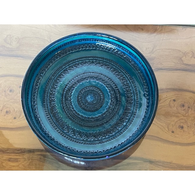 Aldo Londi Mid Century Aldo Londi Bitossi Rimini Blue Glazed Ceramic Centerpiece Bowl For Sale - Image 4 of 8