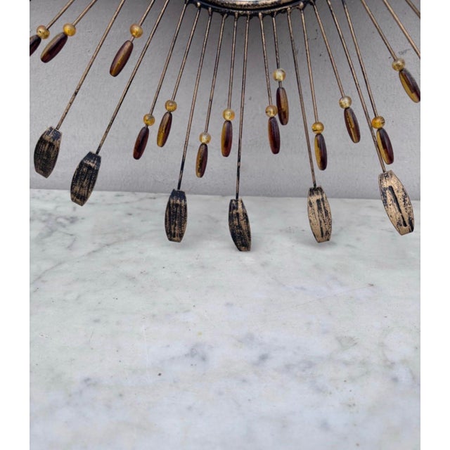 Mid-Century French Sunburst Mirror For Sale - Image 4 of 6