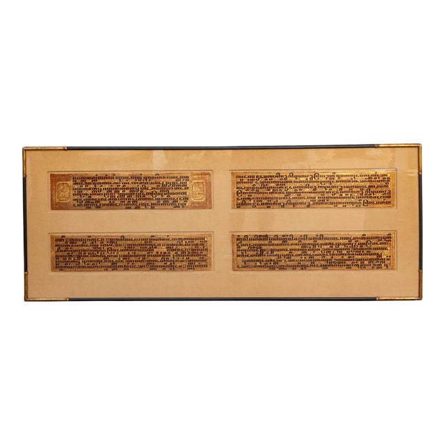 Golden Sutra, Framed Burmese Manuscript For Sale