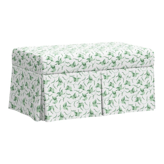 Red from Scalamandre crafted by Cloth & Company Norwalk Storage Bench, Green Ivy Scroll For Sale