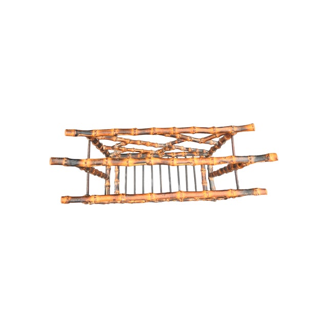 Vintage Faux Burnt Bamboo Chinoiserie Style Magazine Rack Modern Design For Sale - Image 4 of 6