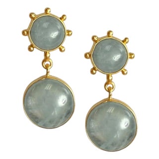 Aquamarine Pinwheel Drop Earrings For Sale