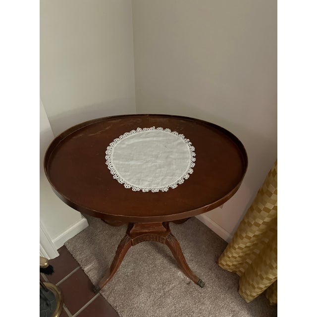 1940s Federal Revival Mahogany Lyre Base Side Table by Mersman - Model 6651 For Sale In Cincinnati - Image 6 of 8
