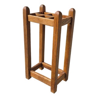 Early 20th Century Arts and Crafts Mission Stickley Style Oak Wood Umbrella Stand For Sale