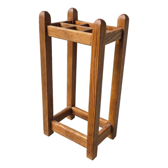 Early 20th Century Arts and Crafts Mission Stickley Style Oak Wood Umbrella Stand For Sale