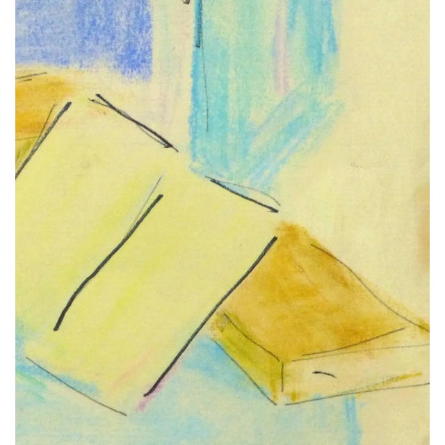 Mid-Century Modern Vintage French Ink and Pastel - Tablescape For Sale - Image 3 of 5