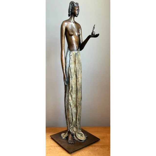 Vintage Bronze Draped Female Figure For Sale - Image 12 of 13