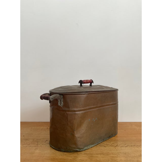 Antique Copper Boiler Tub With Lid For Sale - Image 4 of 18