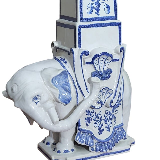 Chinoiserie 1960s Meiselman Imports Italy Elephant and the Obelisk Ceramic Objet d'Art For Sale - Image 3 of 11