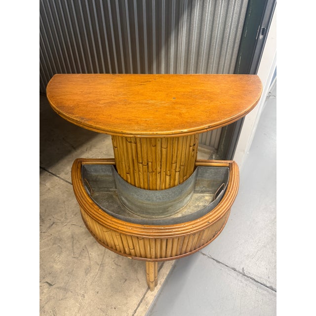 Beige Vintage Rattan Table With Planter or DryBar For Sale - Image 8 of 12