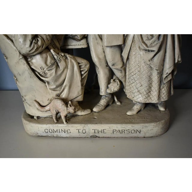 John Rogers Plaster Statue Sculpture Antique Coming to the Parson Patented 1870 For Sale - Image 11 of 12