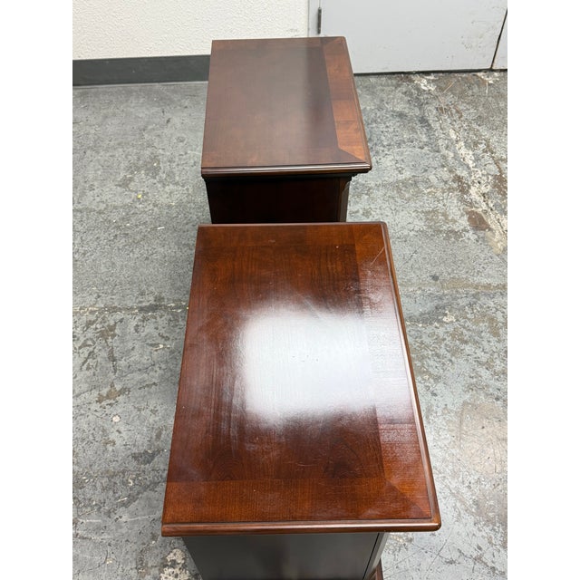 Dark Cherry Two Drawer Nightstands, Pair For Sale In San Francisco - Image 6 of 12