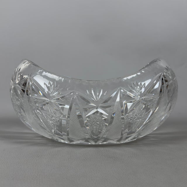 Bohemian Oval Crystal Centerpiece Vase, 1960s For Sale - Image 3 of 11