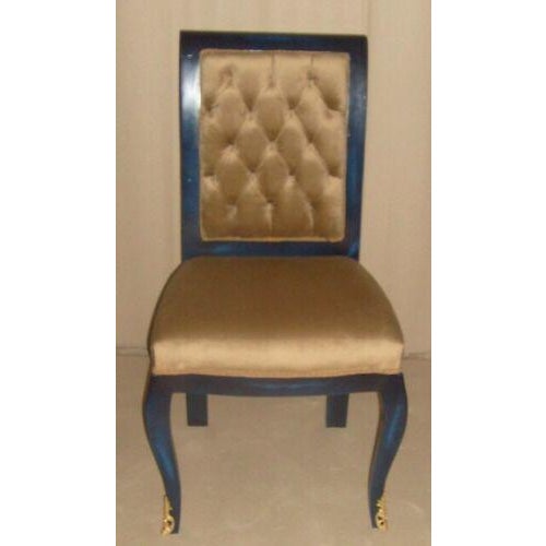 Wood Blue With Gold Louis XV Antique Style Desk with Chair - 2 Pieces For Sale - Image 7 of 9