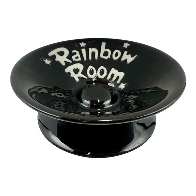 Vintage the Rainbow Room Nyc Restaurant Black Ceramic Ashtray New York City For Sale