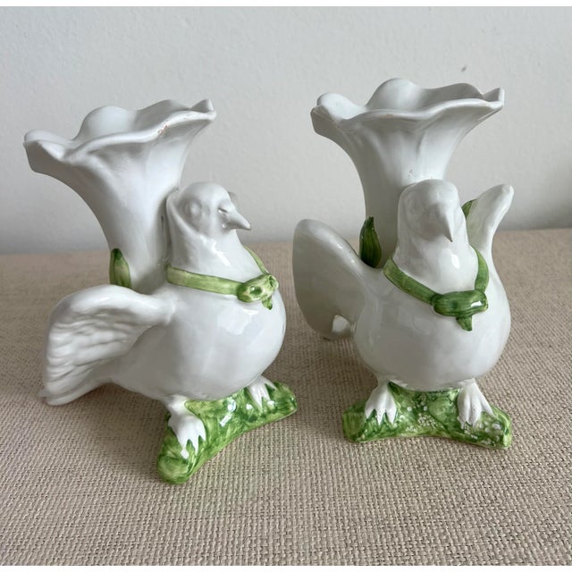 Mid 20th Century Vintage Blanc De Chine Bird Vases - a Pair For Sale - Image 5 of 12