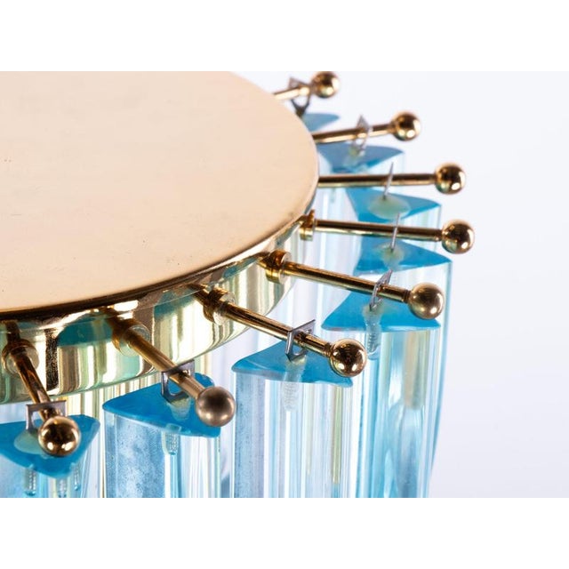 Aquamarine Murano Glass Triedri Curvati Chandelier from Venini, Italy, 1980s For Sale - Image 6 of 14
