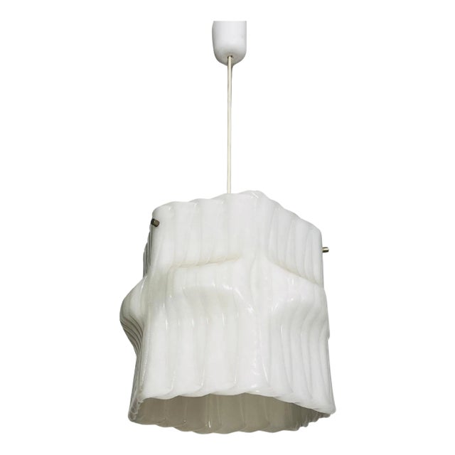 Structured White Pendant Lamp, Germany, 1970s For Sale