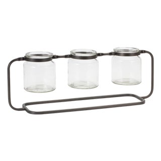 Bottle Vases in Iron Stand 19.75"L For Sale