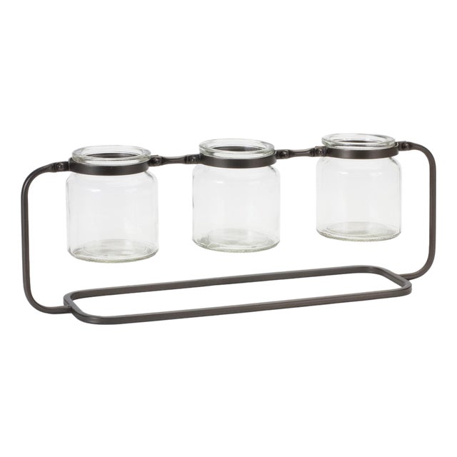 Bottle Vases in Iron Stand 19.75"L For Sale