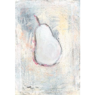 Pears Boxed-02 Modern Still Life Monoprint Yellow Blush Grey by Carrie Bergey For Sale