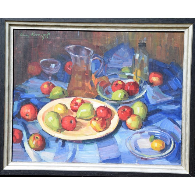 Luise kornsand 1876 wilferdingen – 1972 south dennis, ma (usa) still life with fruit and vessels oil on canvas, framed...