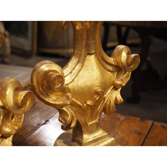 Italian Pair of Decorative Circa 1750 Italian Giltwood Finials For Sale - Image 3 of 12