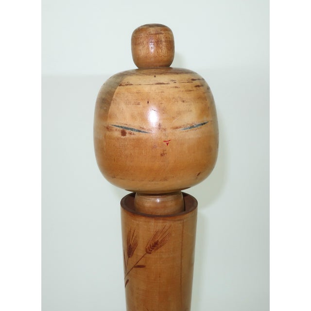 Brown 1940s Artist Signed Large Japanese Wood Kokeshi Dolls, Set of 3 For Sale - Image 8 of 16