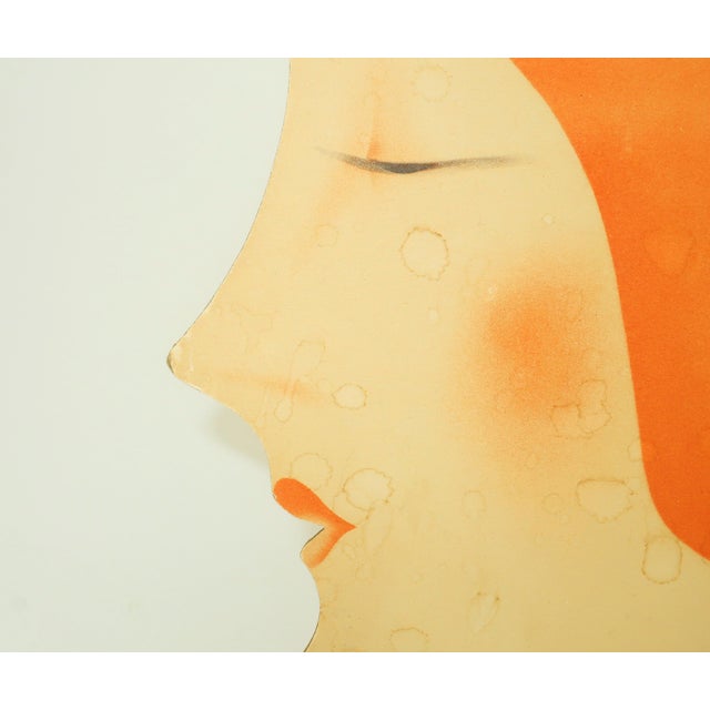 Orange Art Deco Die Cut Lithograph Store Display of Bathing Beauty, c.1930 For Sale - Image 8 of 15