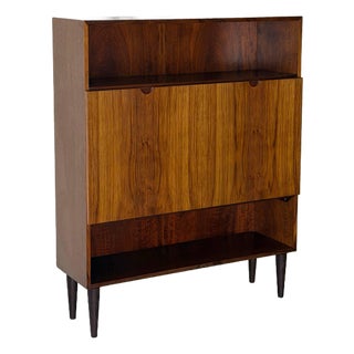 Vintage Danish Rosewood Drop Front Cabinet by Bramin – Mid Century Modern Bar For Sale