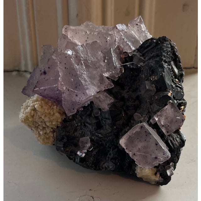 Purple Old Fluorite Mineral Rock Specimen For Sale - Image 8 of 15