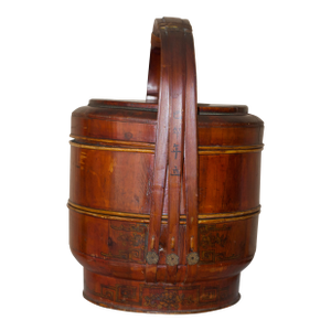 Antique 19th Century Chinese Lacquered Nested Food/Wedding Basket Display Decor