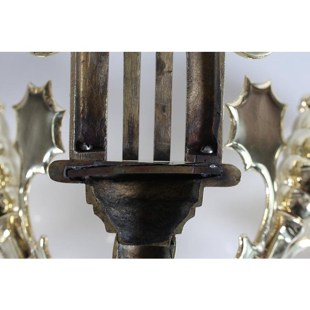 Metal Art Nouveau Wall Lights in Brass in the style of Thorvald Bindesbøll, Denmark, 1900s, Set of 2 For Sale - Image 7 of 16
