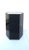 A substantial and well-made black high-gloss pedestal column pillar stand or table, in a hexagon shape, glass top, with...