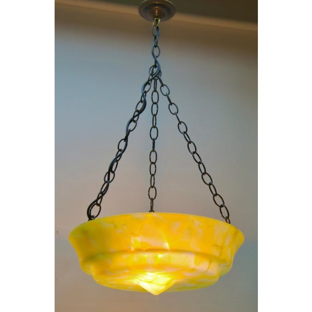 Art Deco Scailmont Belgium Glass Shade Ceiling Lamp, 1930s For Sale - Image 10 of 12