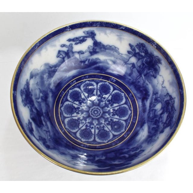Traditional Late 19th Century Royal Doulton Burslem Flow Blue Punch Bowl For Sale - Image 3 of 4