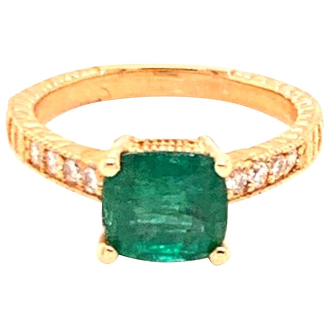 2010s Diamond Emerald Ring 14k Gold 2.01 TCW Women Certified For Sale - Image 5 of 8