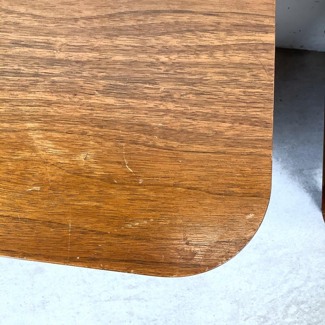 Pair of Vintage Mid-Century Walnut Nightstands With Sculpted Door Pulls For Sale - Image 12 of 12