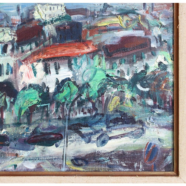Guy Le Péqueux, View Over the City of Red Roofs, 1960s, Oil on Canvas For Sale - Image 13 of 15