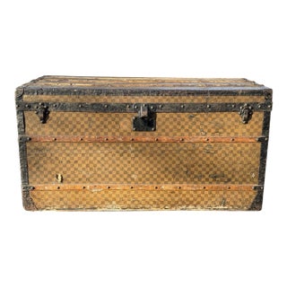 Louis Vuitton Steamer Trunk Damier Canvas With Trays 1800's Antique Luggage For Sale