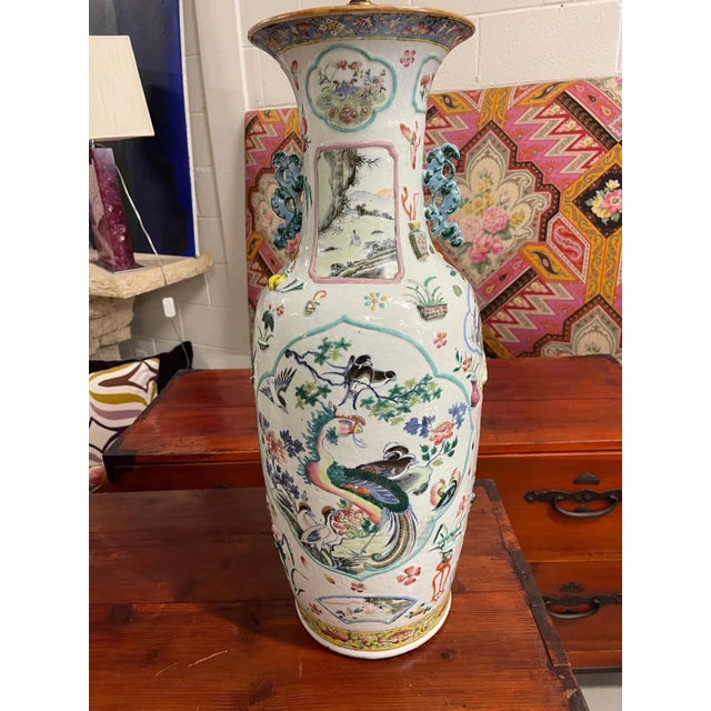 19th Century Famille Rose Lamps - A Pair For Sale - Image 4 of 13