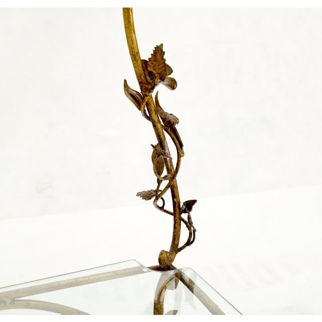 Mid 20th Century Gilt Metal Flowers Decorated Italian Pyramid Shape Display Shelves Etagere Table For Sale - Image 5 of 16