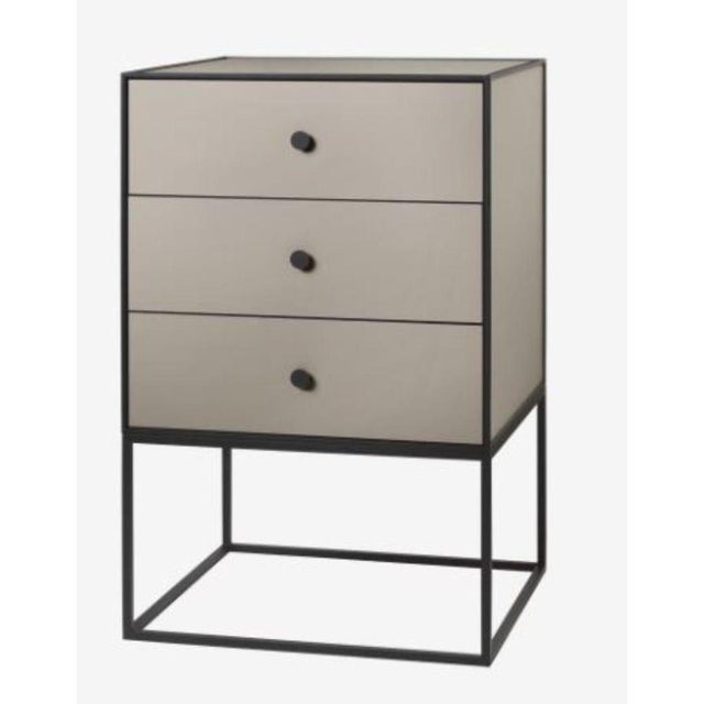 49 sand frame sideboard with 3 drawers by Lassen Dimensions: D 49 x W 42 x H 77 cm Materials: Finér, melamin, melamine,...