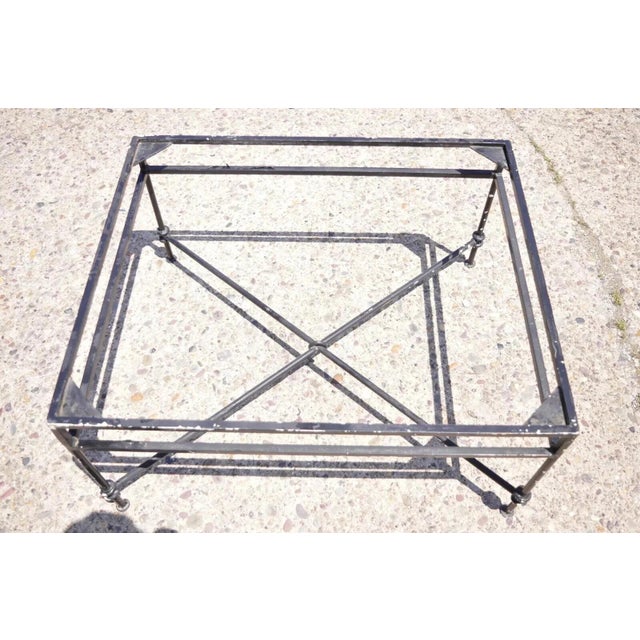 Vintage Regency Giacometti Style Wrought Iron Rectangular Coffee Table Base For Sale - Image 4 of 11