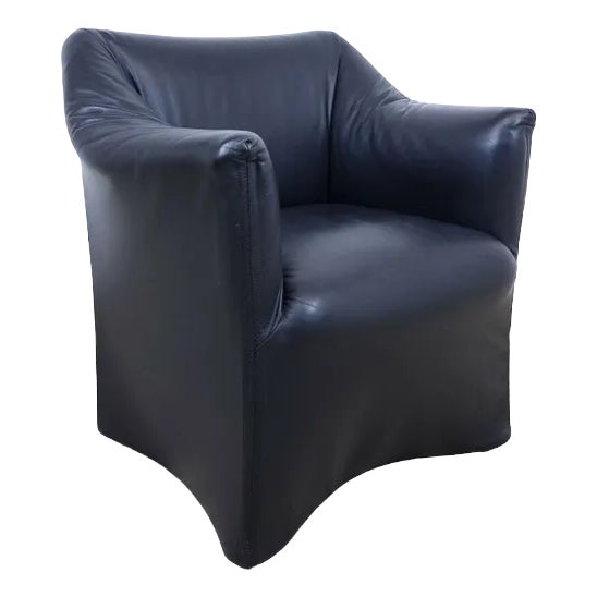 Black Leather Armchair by Mario Bellini for Cassina For Sale
